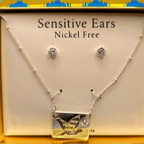 Jewelry Box Set.  Inspirational Necklace and Post CZ Earrings. - Picture 1 of 4